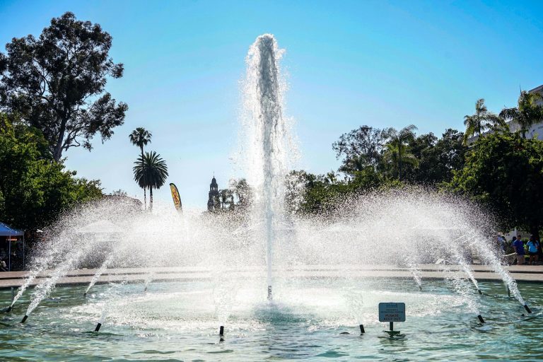 a fountain with water shooting up